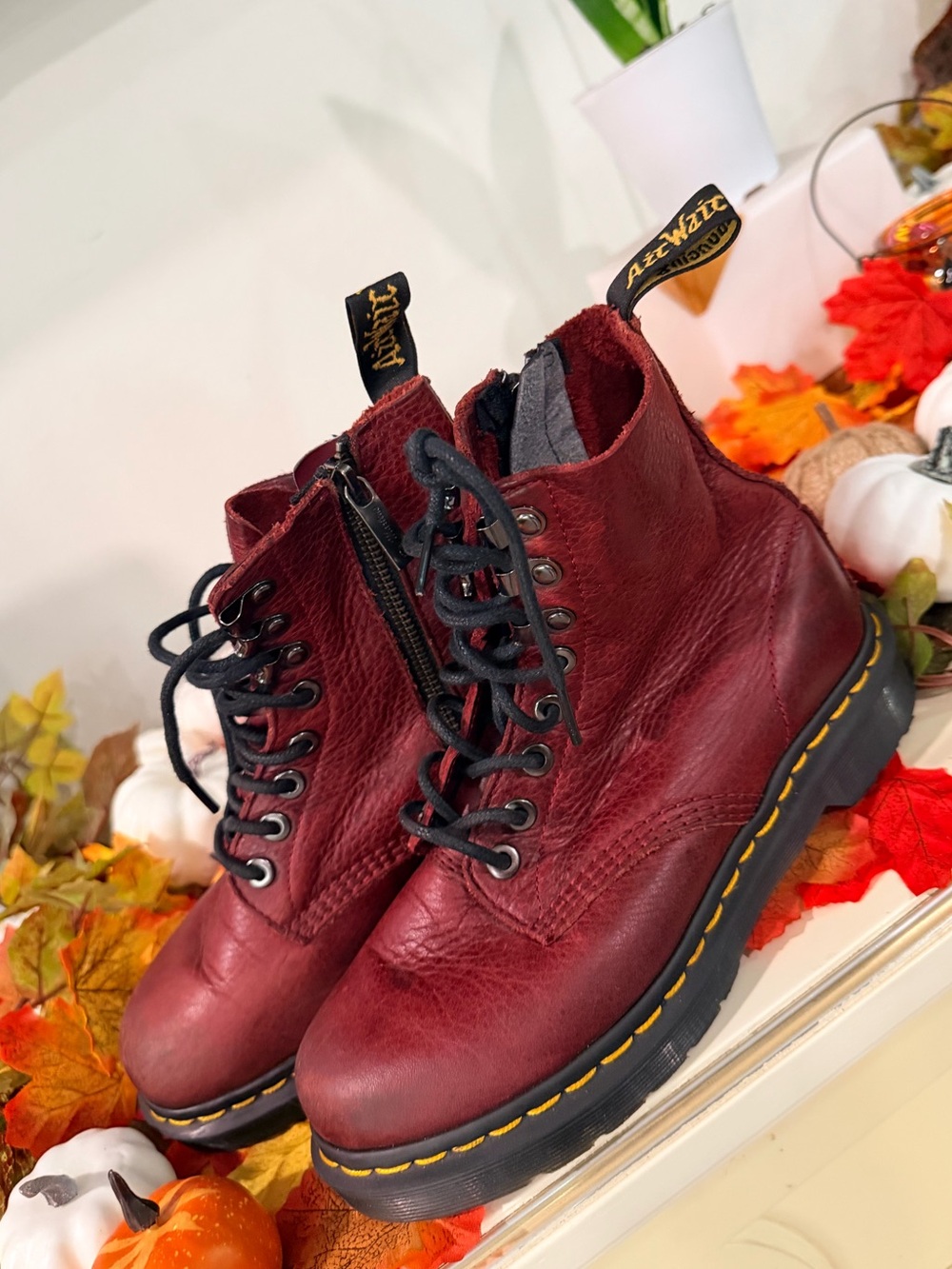 Dr. Martens Women's Oxblood Lace-Up Platform Boots